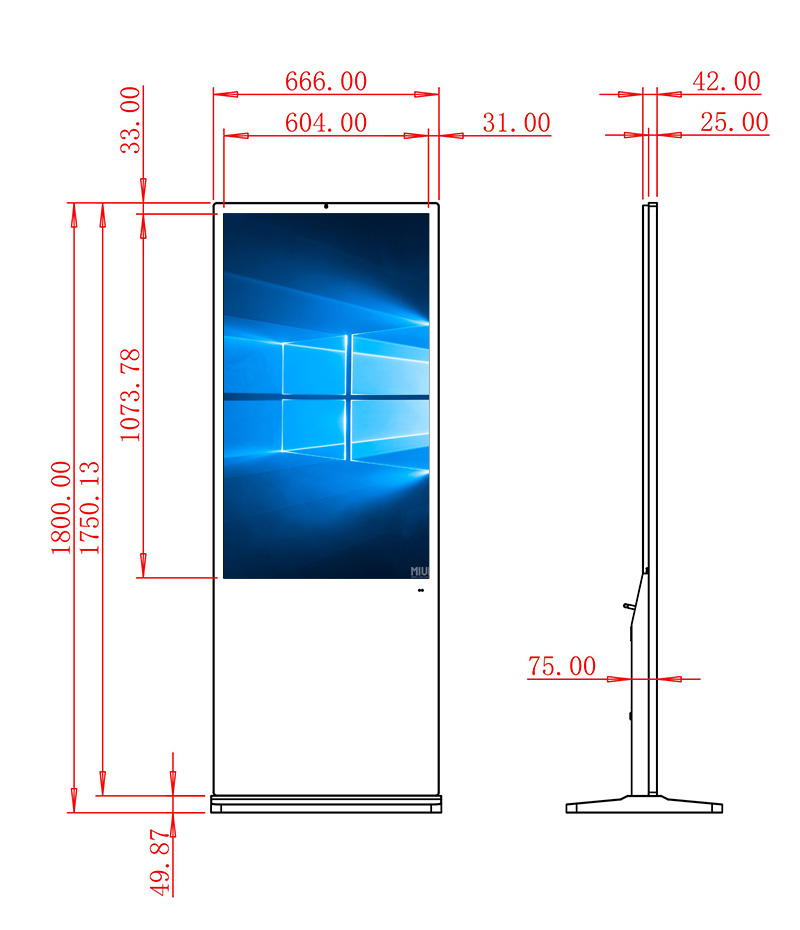 49寸立式windows一體機圖紙